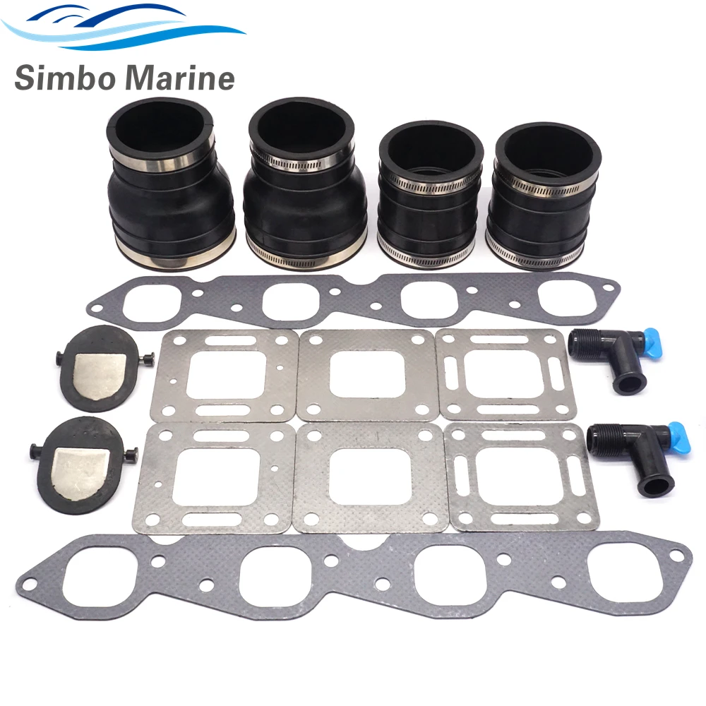 Exhaust Wet Joint Manifolds Bellow Kit With Gasket Kits For MerCruiser V8 GM 454 502 22-806926A1 27-46820 27-863726 32-90949T