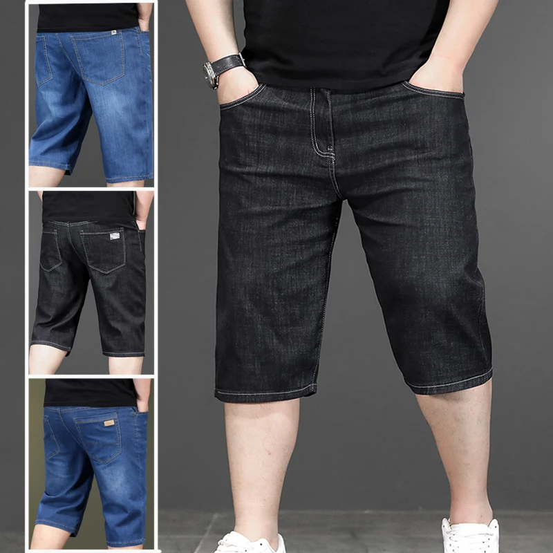 New Oversized 44 46 48 Denim Short Pants For Men High Quality Brand Summer Short Jeans For Chubby Pants Loose Large Size Short