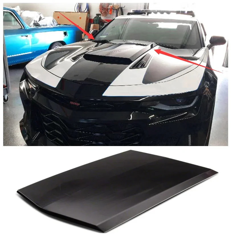 

High Quality ABS Black Front Bumper Engine Hood Vent Cover Decorative For Chevrolet Camaro 2016-2021 (with LED light)