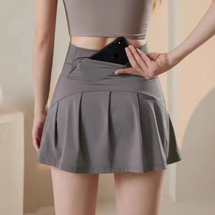 

Women's Skort High Waist Brown Skirt Pants Stylish Summer Pink Black Mini Skirt Shorts Asymmetric Casual Off White Skort