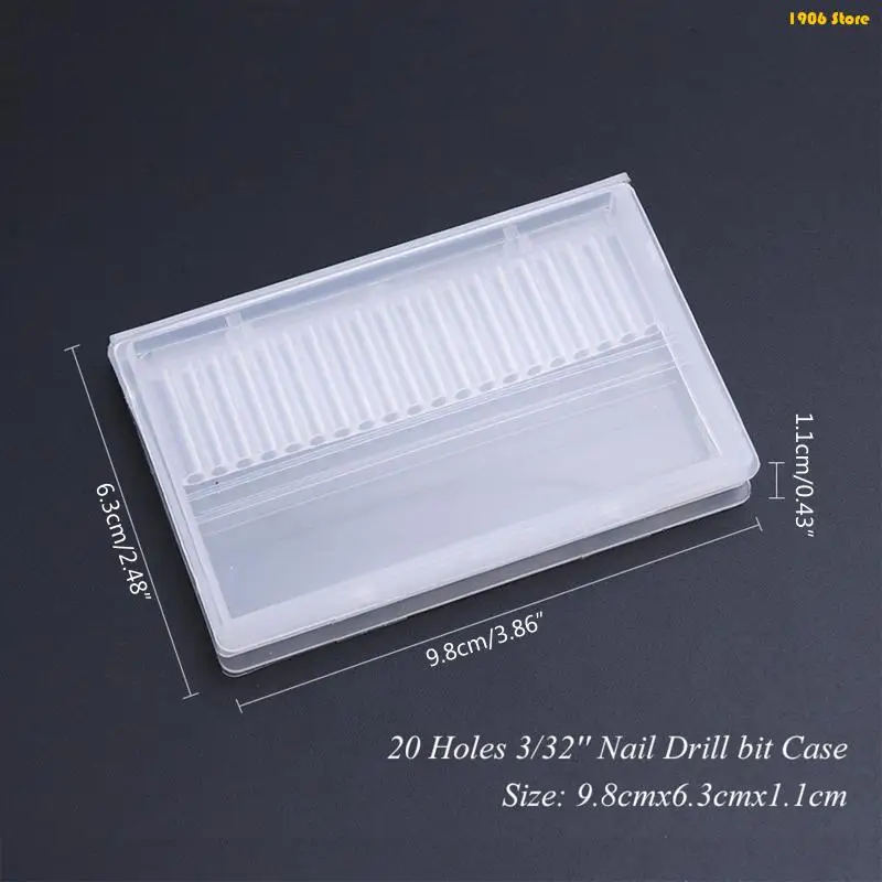 U1JB Tragbare transparente Acryl 20 Loch Bohrer Box Kunststoff Display Container