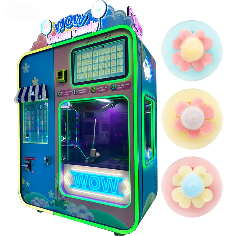 YG Hot Selling High Efficiency Colourful Cotton Candy Maker Smart Vending Commercial Automatic Floss Candy Machine