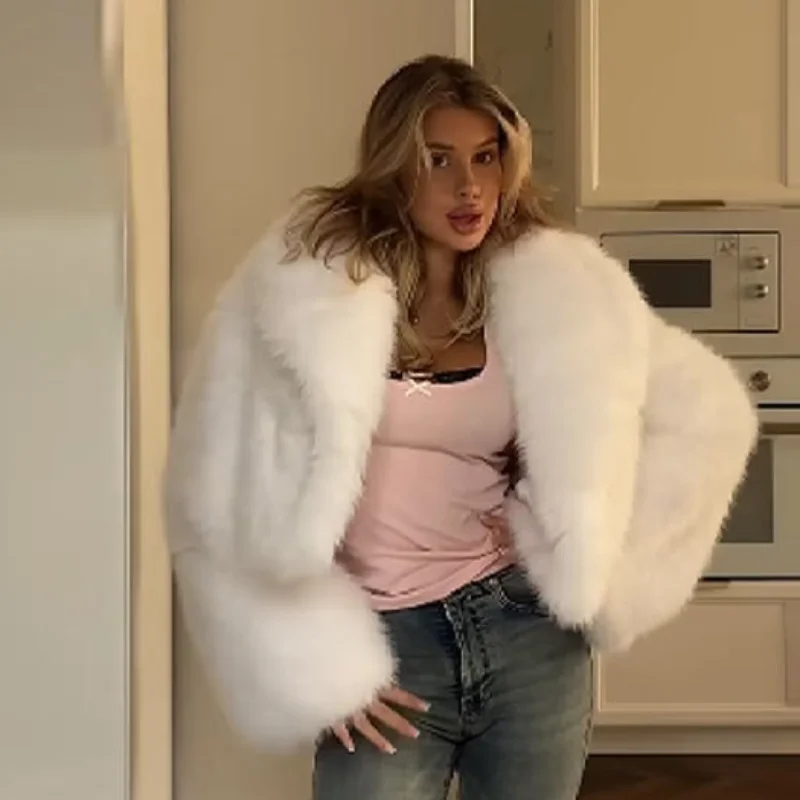 

Элегантные винтажные толстые куртки из искусственного меха, однотонные теплые пальто с длинными рукавами, осень-зима 2022, новая женская уличная одежда