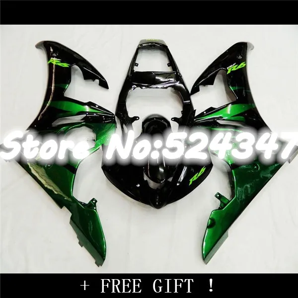 Green black fairings for  YZF-R6 03-05 YZF R6 03 04 05 YZF 600 R6 2003 2004 2005 fairing kits DAKE for Yamaha-Hey