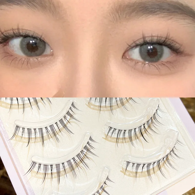 New Natural False Eyelashes Transparent Stem False Eyelashes Comic False Eyelashes Nude Makeup Soft Sharpened Beauty Makeup