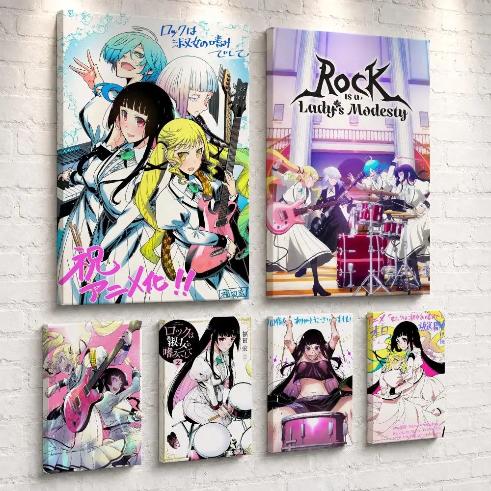 R-Rock Is a Lady's Modesty Framed Wall Painting Ready to Hang Canvas Poster Wall Art for Bedroom Living Room Hallway Home Decor
