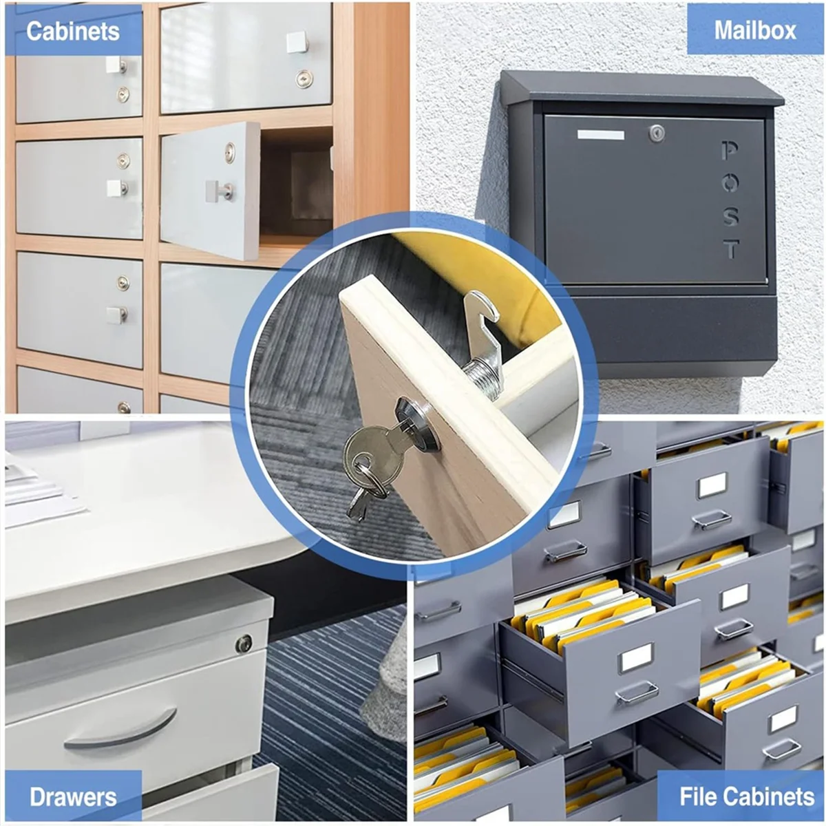 Y31A Cabinet Locks with Keys,1-1/2Inch Long Cam Locks Keyed ,Cabinet Cam Lock Set for Cabinets RV Storage Lock Tool Box Lock