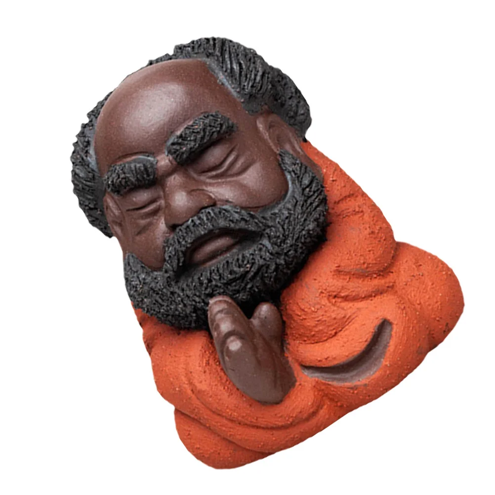 

Sitting Buddha Statue Ornament Bodhidharma Adornment Orange Unique Purple Clay Decor
