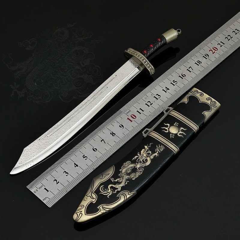 22cm/8.66in Old Water Margin Game Peripheral Blue Faced Beast Yang Zhi Knife Metal Sheathed Craft Toy Sword Desktop Display Gift