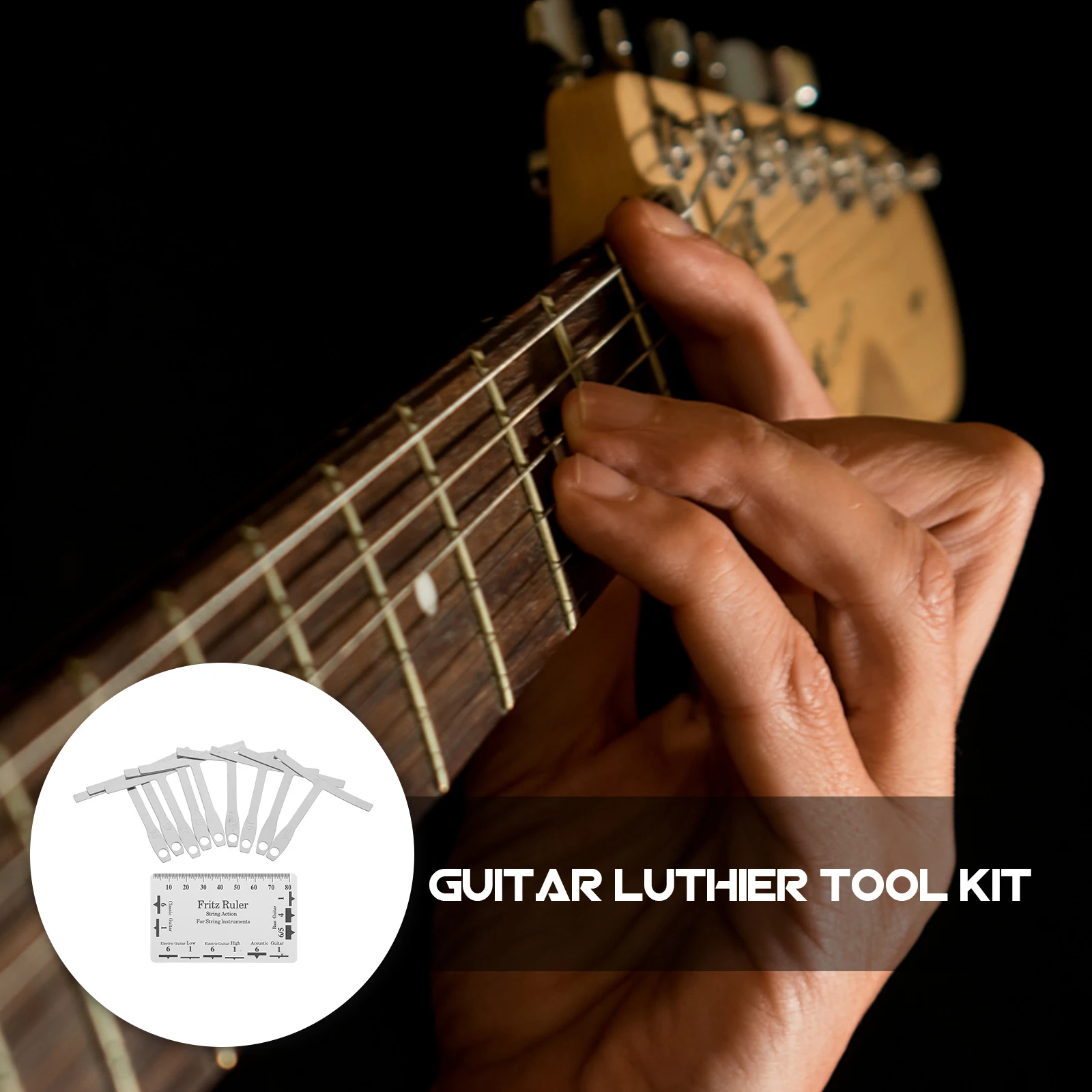 

Guitar String Height Measurement Ruler Bass Setup Tool Kit Plastic Repair Maintenance Accurate Double Sided Etching Measuring