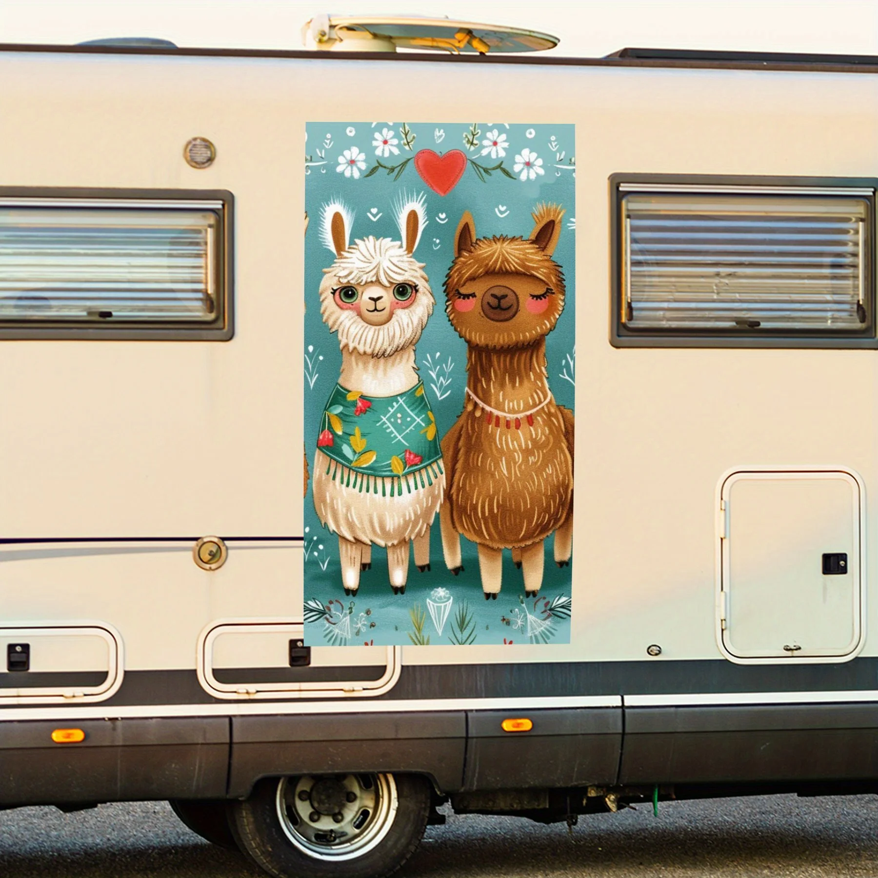 

Cute Alpacas Row Decal,Vinyl Decal for motorhome car door, Waterproof Self-Adhesive Vinyl Stickers for Vehicle Tail and Bumper,
