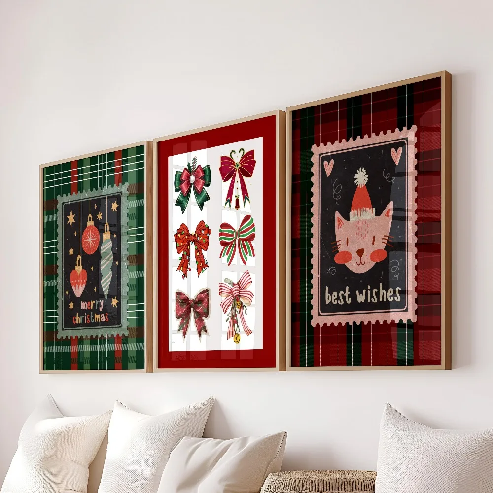 Frameless Christmas Prints,Fashion Holiday Wall Art,Retro Holiday Printable Posters,Digital Downloads,Living Room Bedroom Decor