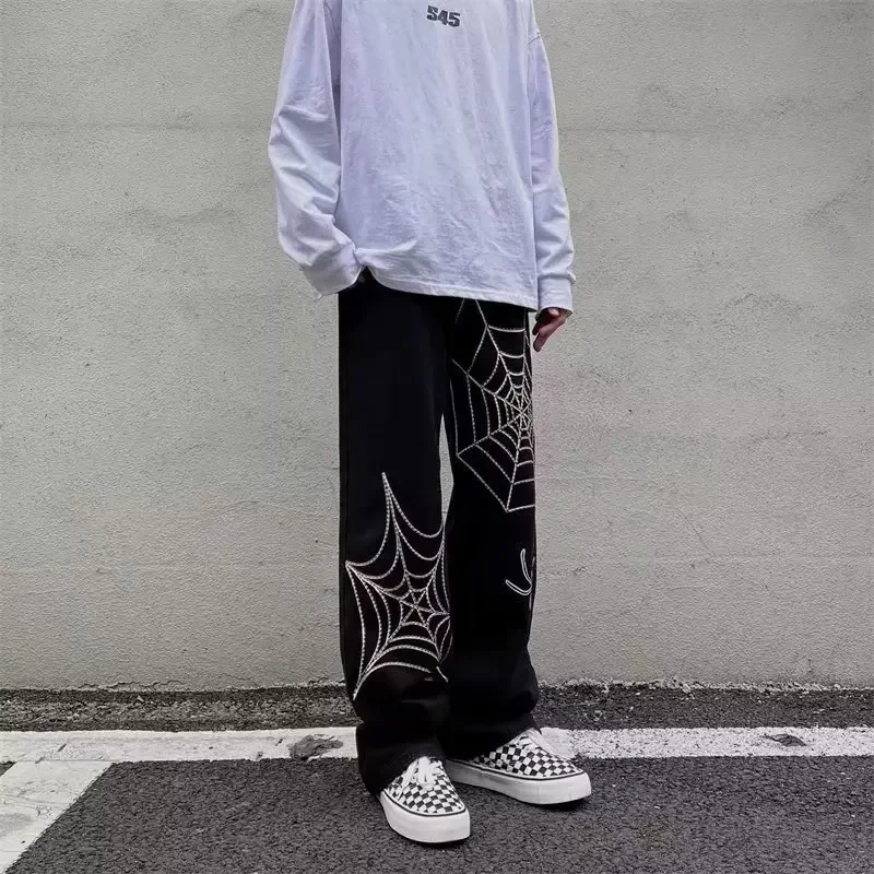 Streetwear Black Y2k Baggy Pants Men Anime Wide Leg Sweatpants Male Oversize Techwear Straight Jeans Trousers 2023 New