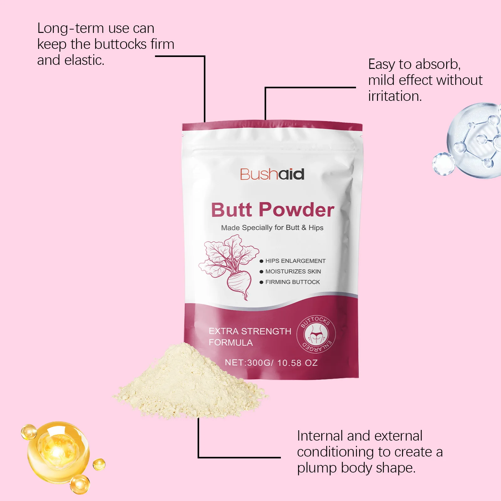 Hip Muscle Gain Protein Powder Body Curve Shaper Supplement for Women Buttock Growth Support Fitness Workout Nutrition Drink
