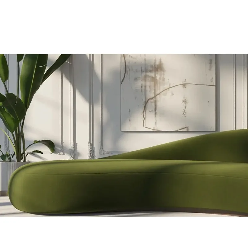 Modern simple curved fabric sofa small apartment living room clothing store beauty shop office reception designer