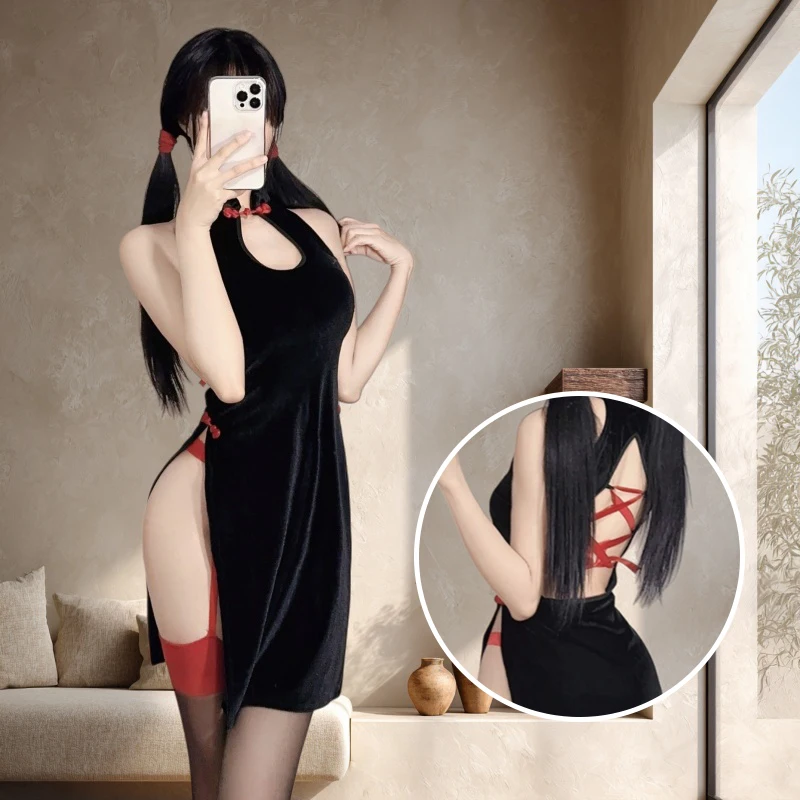 Damska, seksowna koszulka nocna, zestaw gorącej bielizny do flirtowania, do odgrywania ról i uwodzienia, rozmiar uniwersalny, prezent urodzinowy