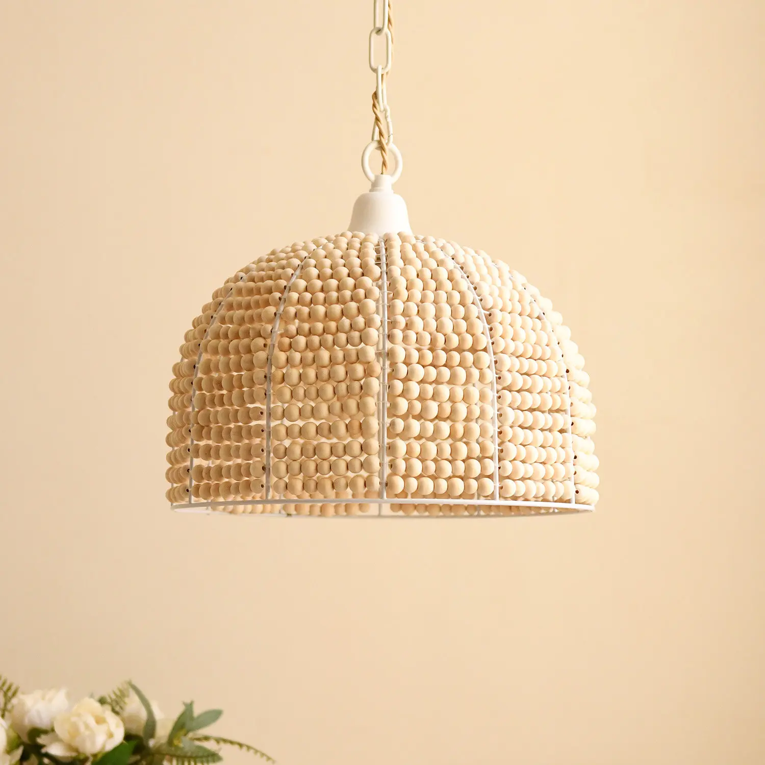 French Handmade Beaded Chandelier Bedroom Pumpkin Decorative Lamp Wabi-sabi Forest Style Retro Zen Restaurant Lamps