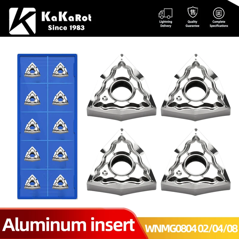 Kakarot-inserto de aluminio WNMG080402 HA H01 WNMG 080404 WNMG 080408, herramientas de torneado para cortador de torno AL CNC, cortador de placa de