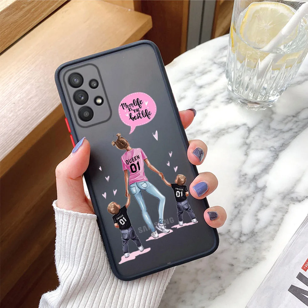 Phone Case For Samsung S21 Plus S24 S23 S22 S20 A53 A54 A71 A72 A73 A34 A51 A52 Brown Hair Baby Mama Girl Translucent Back Cover image 2