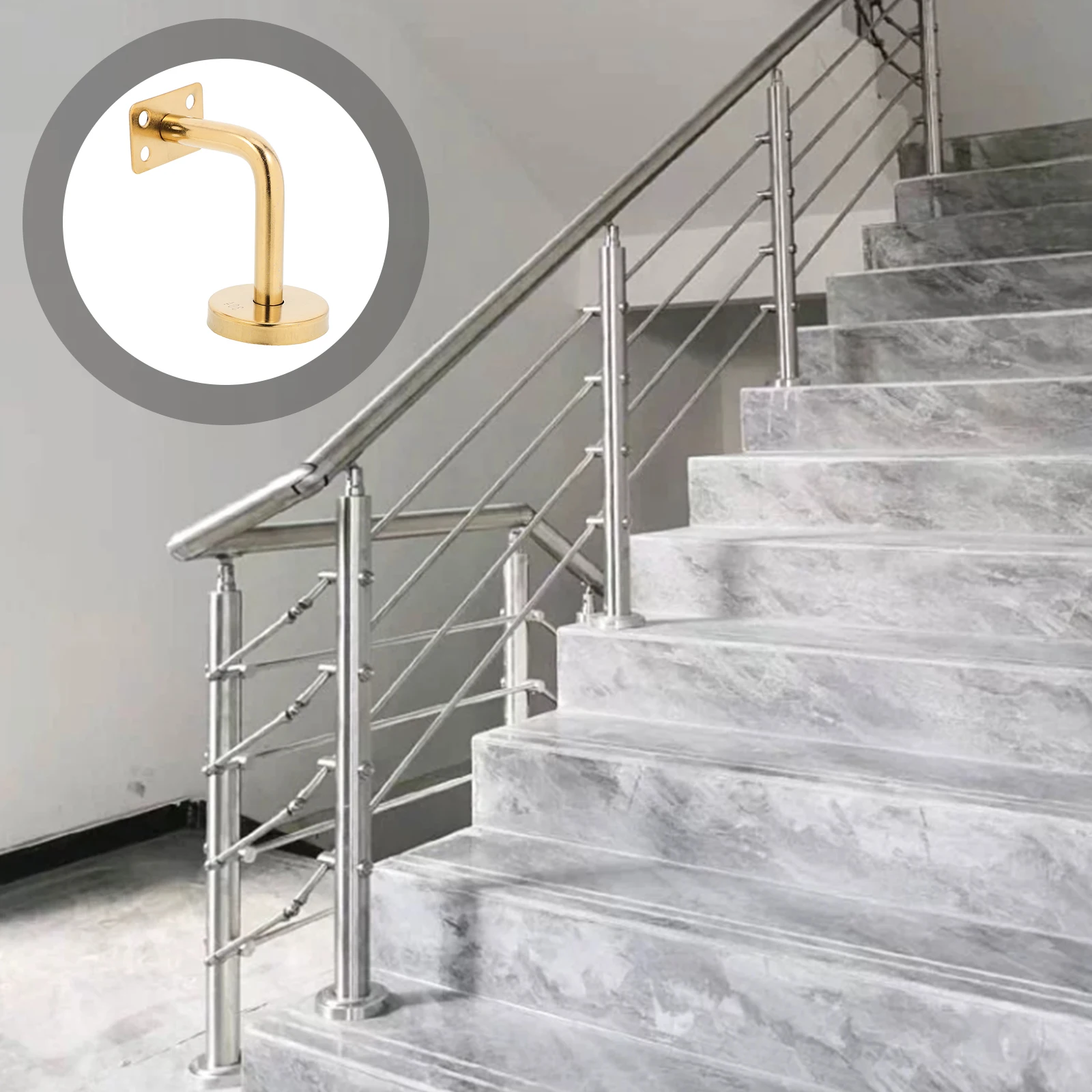 

Staircase Handrail Bracket Set Stainless Steel Heavy Duty Wall Mount Railing Brackets For Steps Indoor Outdoor Metal Rail