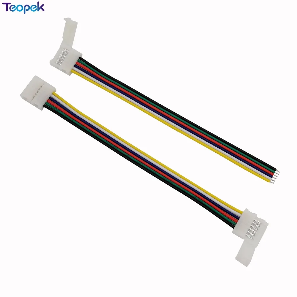 10pcs 6 pin 12mm Width RGB CCT LED Connector Solderless 1 Clip Or 2 Clip Easy Connector Adapter For 6pin RGB+CCT LED Strip