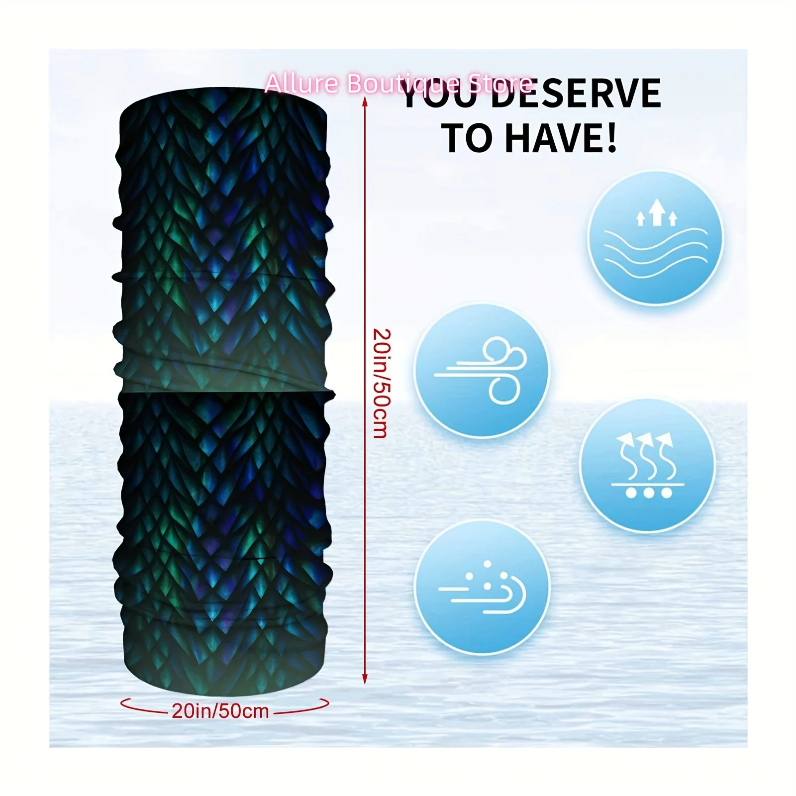 Iridescent Scale Print Reptile Texture Scarf Mask - Breathable Full-Body Snake Scale Neck Suitable for Outdoor, Themed Events, G