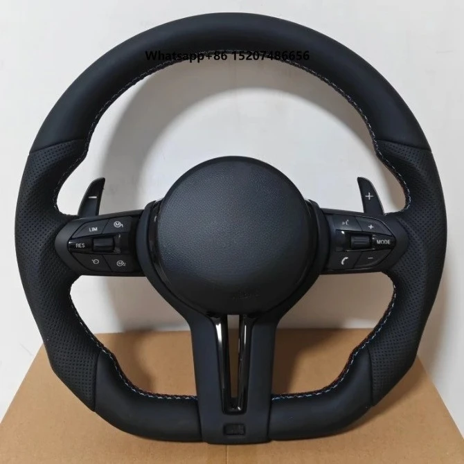 T-shaped Sport Steering Wheel for  Series F30 F10, Modified Black Warrior Style with Carbon Fiber Trim