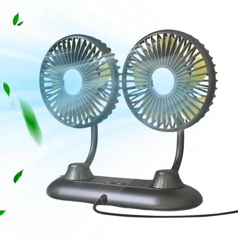 5V Portable Mini Car Fan 360 Degree Adjustable Summer Air Cooling Quiet Small Office Desktop Fan Dual Head USB Fans Low Noise