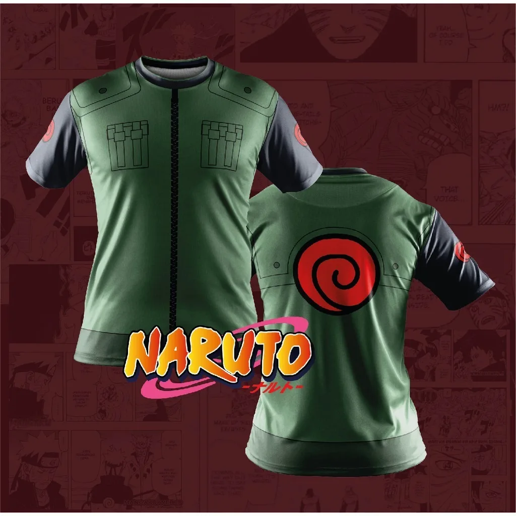 Naruto Standard Uniform of Konoha Ninja Anime Print Adult Kids Casual T-Shirt Family Summer Breathable Quick-drying Sportswear