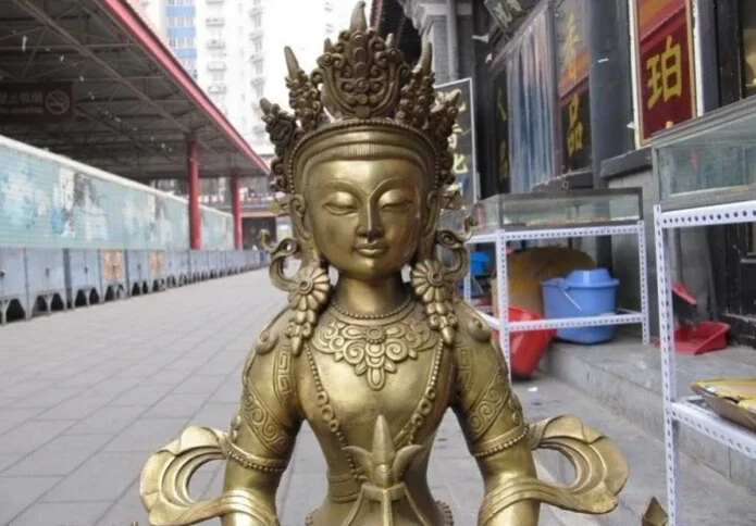 Tibet Buddhism exquisite Brass Amitayus Long longevity Sakyamuni Buddha statuary