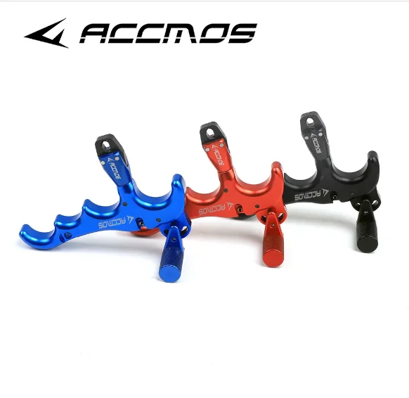 ACCMOS 360 Degree 4 Finger Aluminum Alloy Thumb Trigger Grip Finger Release Aids Adjustable Caliper LH/RH Archery Compound bow