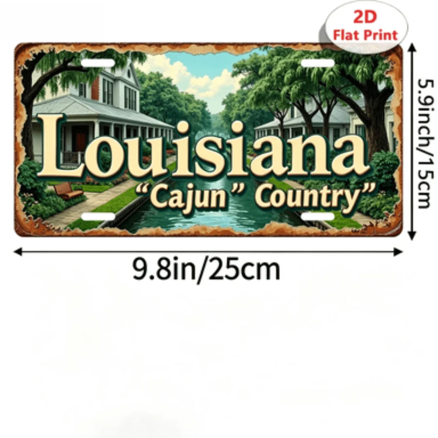 2D Flat, 1pc Louisiana Canal House Wall Decor - Vintage American Wooden Sign Suitable for, Cafe, Office Decoration - Artifici