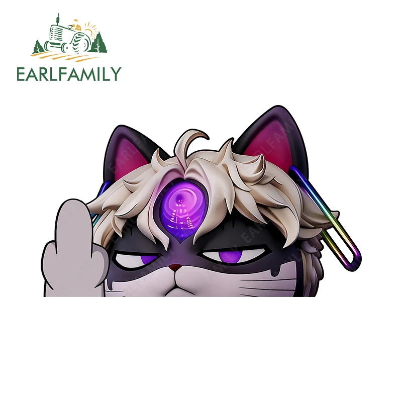 EARLFAMILY Turbo Granny Jin Enjoji Peeeking Stickers Humorous Cartoon Decals Occlusion Scratch Sunscreen Vinyl Car Accessories