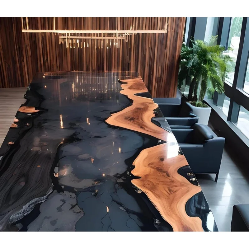custom.Best-Selling Elegant Customizable High-End Black Epoxy Resin Desk
