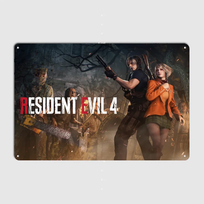 Resident Evil 4 Remake Poster Metal Sign Custom Bedroom Room Decor Home Wall Decor Posters Indoor Wall Decoration
