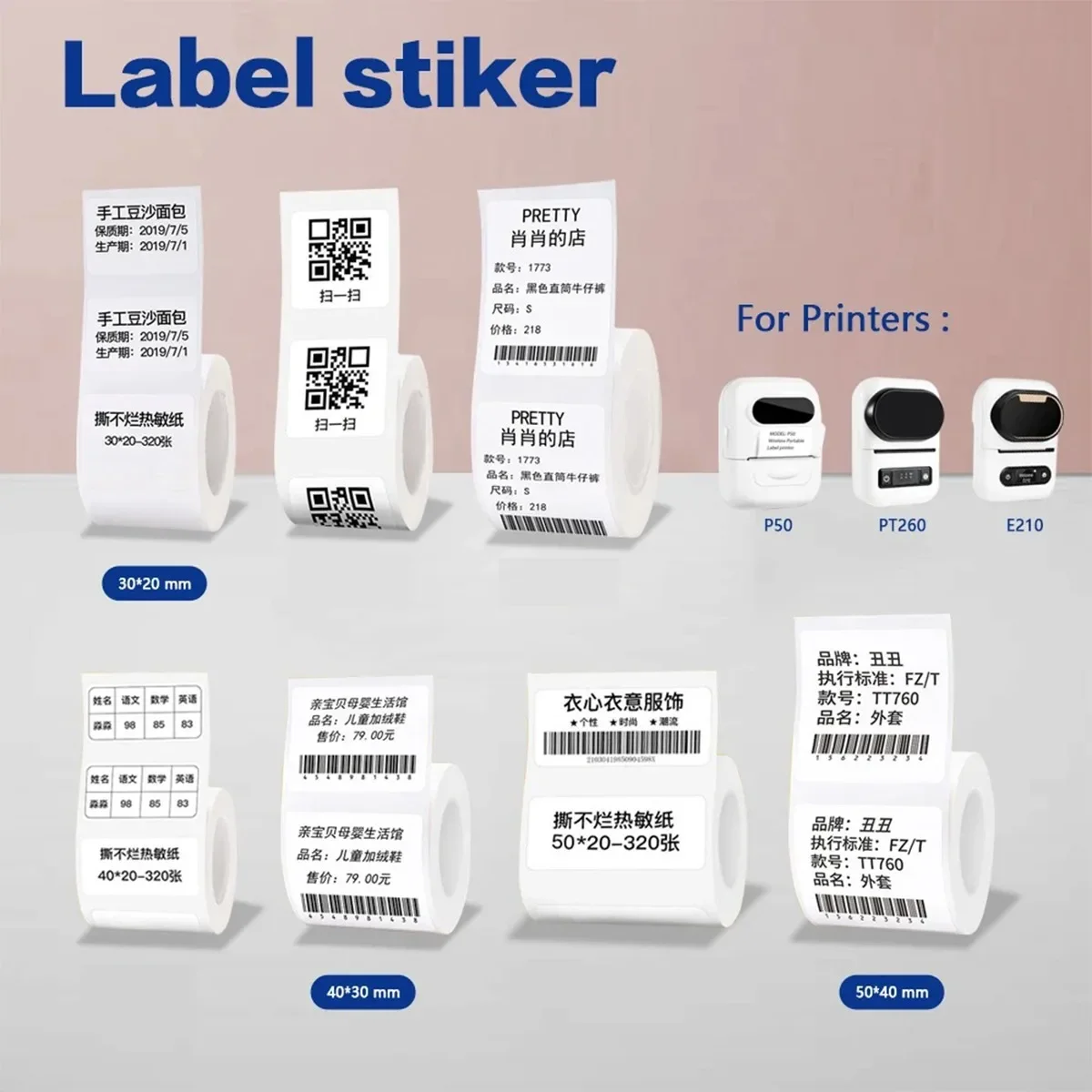 Thermal Sticker paper Thermal paper Label Maker Paper Label for Small Business Multi-Purpose for M110 M221 M200 M220 Printer