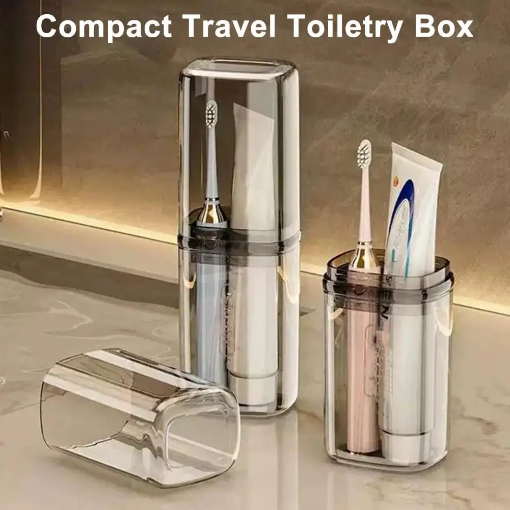 Compact Travel Toiletry Box Travel Wash Cup Portable Toothbrush Holder Detachable Mouthwash Container Leak-proof for Business