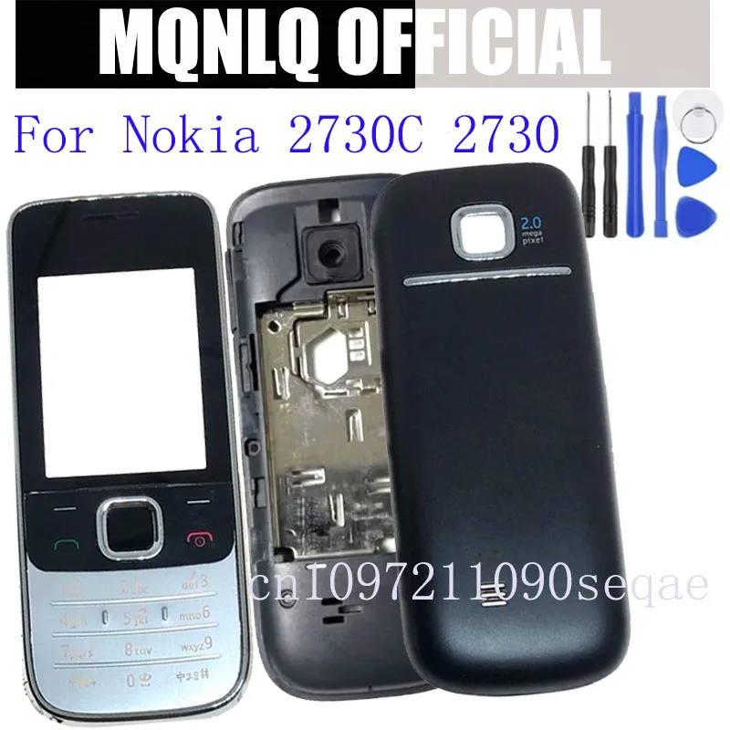 Carcaça completa para nokia 2730c 2730 placa frontal moldura capa traseira/capa de bateria teclado inglês
