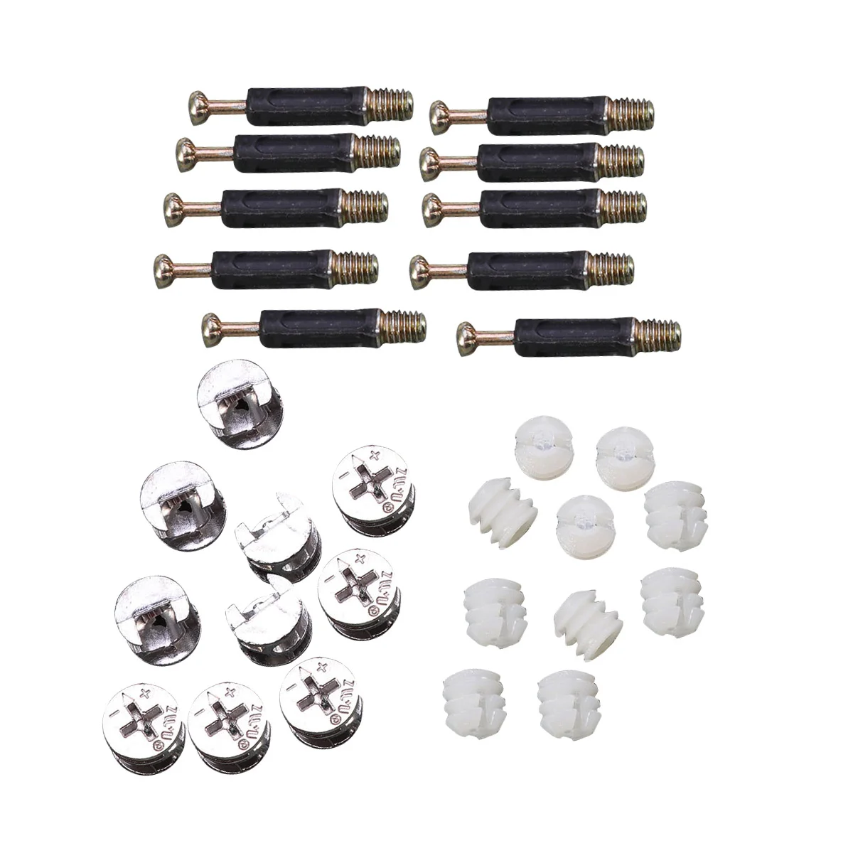 

10 Sets Pre-Inserted Nuts Furniture Connector Cam Fittings Camtrix Side Connecting Dowels