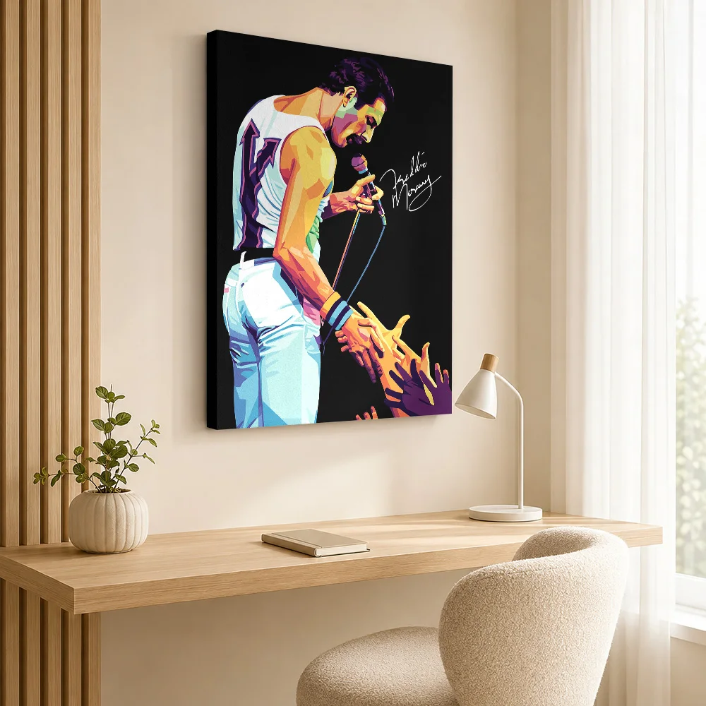 Freddie Mercury Canvas Poster Personalized Photo Retro Music Wall Paintings Decoration for Bedroom Ready to Hang Gift for Fans
