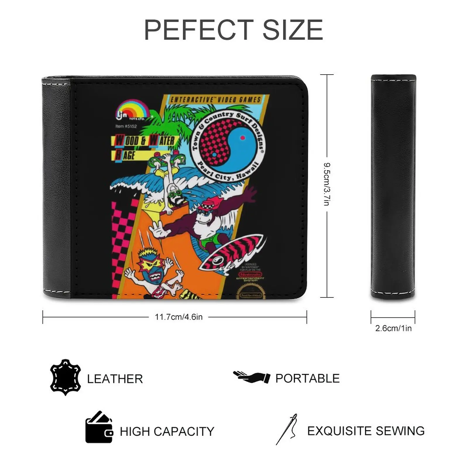 T & C Town And Country Surf Designs Vintage Replica Video Game T Shirt Men Wallet Pu Leather Short Male Purses Credit Card