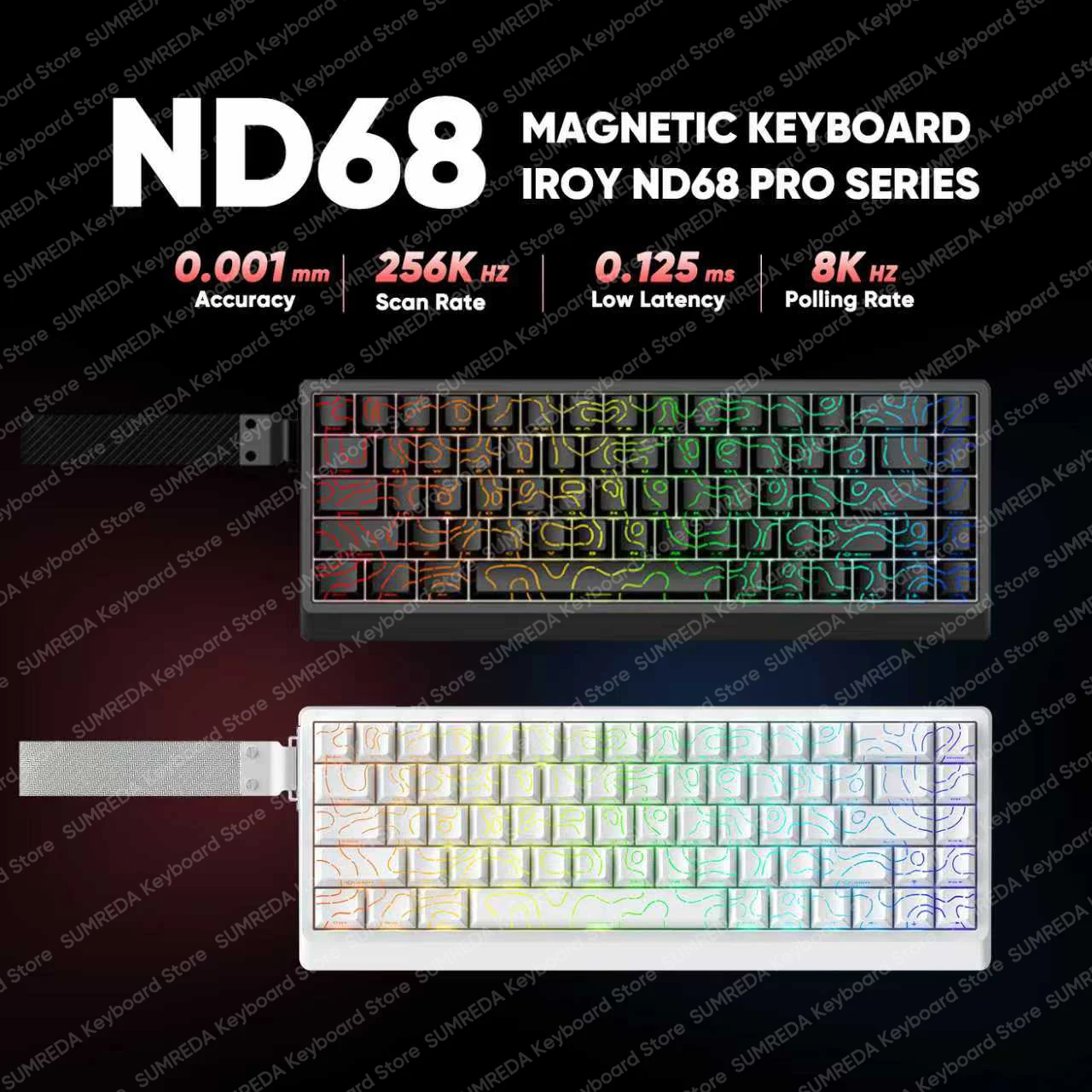 

Игровая механическая клавиатура IROK ND68 Pro с раскладкой 68%, магнитный переключатель с эффектом Холла, 8K RT0,001 мм, RGB-клавиатура, проводная игровая клавиатура
