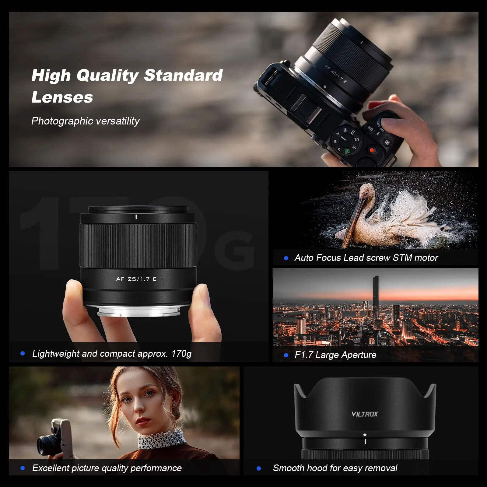 빌트록스 25mm F1.7 에어 오토 포커스 APS-C 프라임 렌즈 (소니 zve10 II, a7iv, 후지 xm5, X-T5, X-T30 II, 니콘 Z 마운…