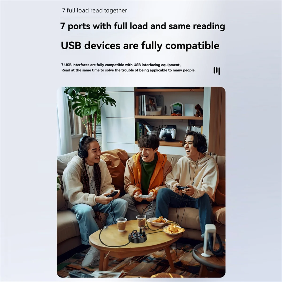 Adattatore multi splitter hub USB 2.0 BISMZ Adattatore di alimentazione splitter USB ad alta velocità da 5 Gbps Espansore multiplo per PC portatile, 7 porte