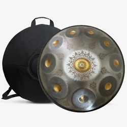 Steel Tongue Drum in D Minor, Hand Pan Drum, Percussion Instruments, Tank with Travel Bag, 22 