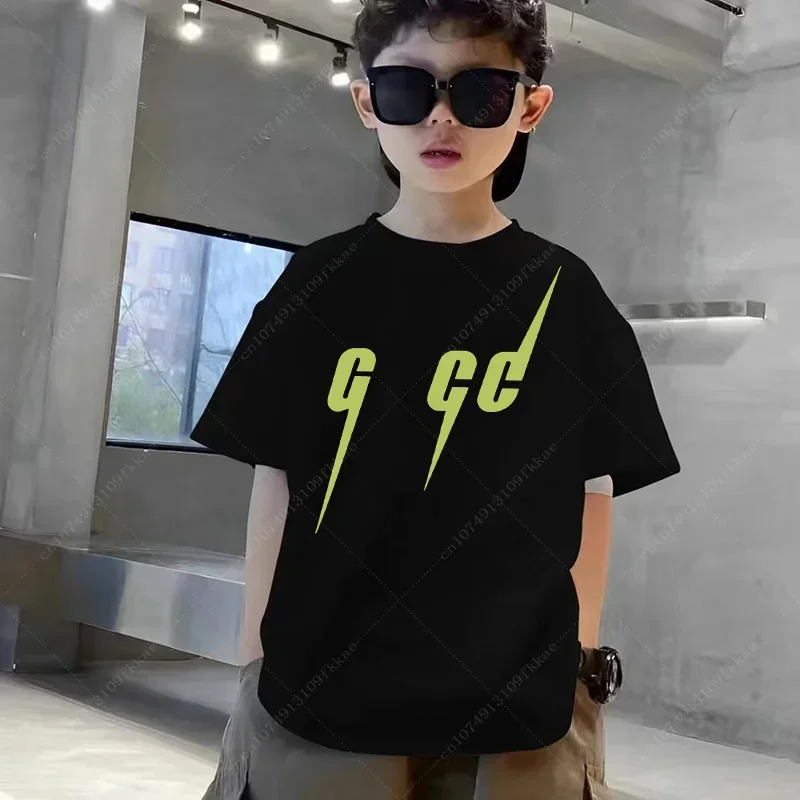 Children Luxury Letter Graphic Clothes Girl Boy Cotton T Shirt Funny Baby Boys/Girls Summer Tops Short Sleeve T-shirt Kids Tops