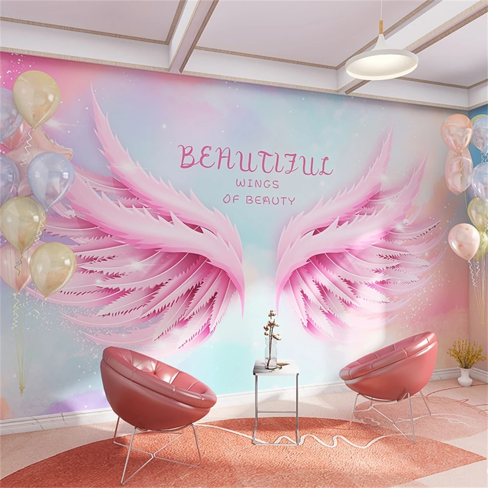 custom pink angel wings mural wallpaper 3d stereo wallpapers for living room dance studio background wall paper fome decoration