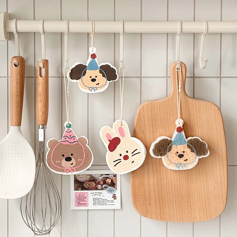 Cartoon Compressed Dishwashing Sponge Windows  Cleaning Brush Kitchen Tool Supplies House Accessories Home Decoration