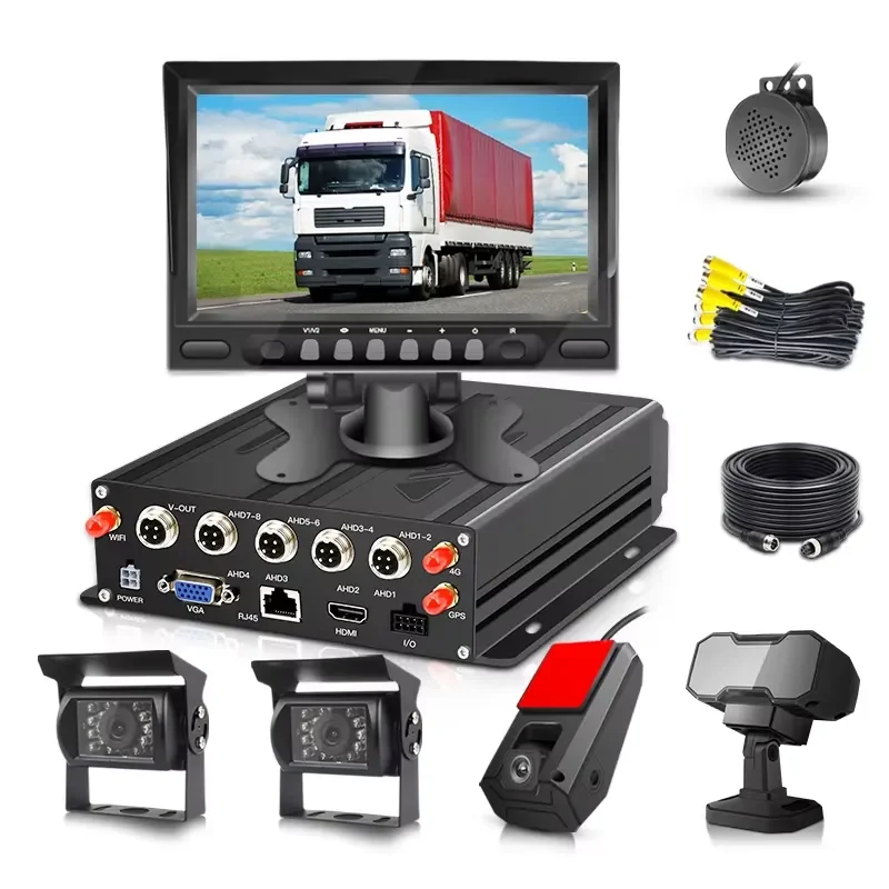 4 Channel Fleet Management ADAS DSM System 1080P Video Recorder 3G 4G GPS Wifi For Trucks Mobile MDVR LCD TFT IPS Screen