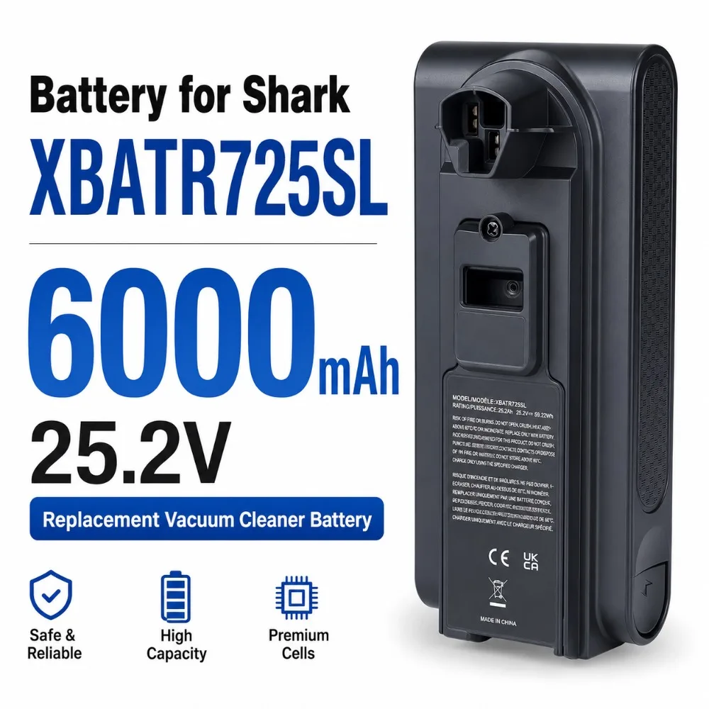 6000mAh 25.2V Battery Replacement for Shark XBATR725SL Compatible with IZ840H IZ862H UZ865H 1Z862HC Cordless Vacuum Cleaners